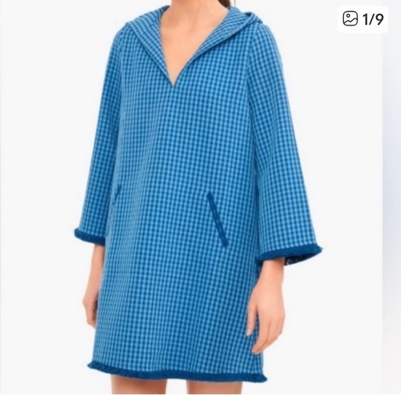Tuckernuck Dresses & Skirts - NWT Tuckernuck Hooded Check Dress With Bell Sleeves